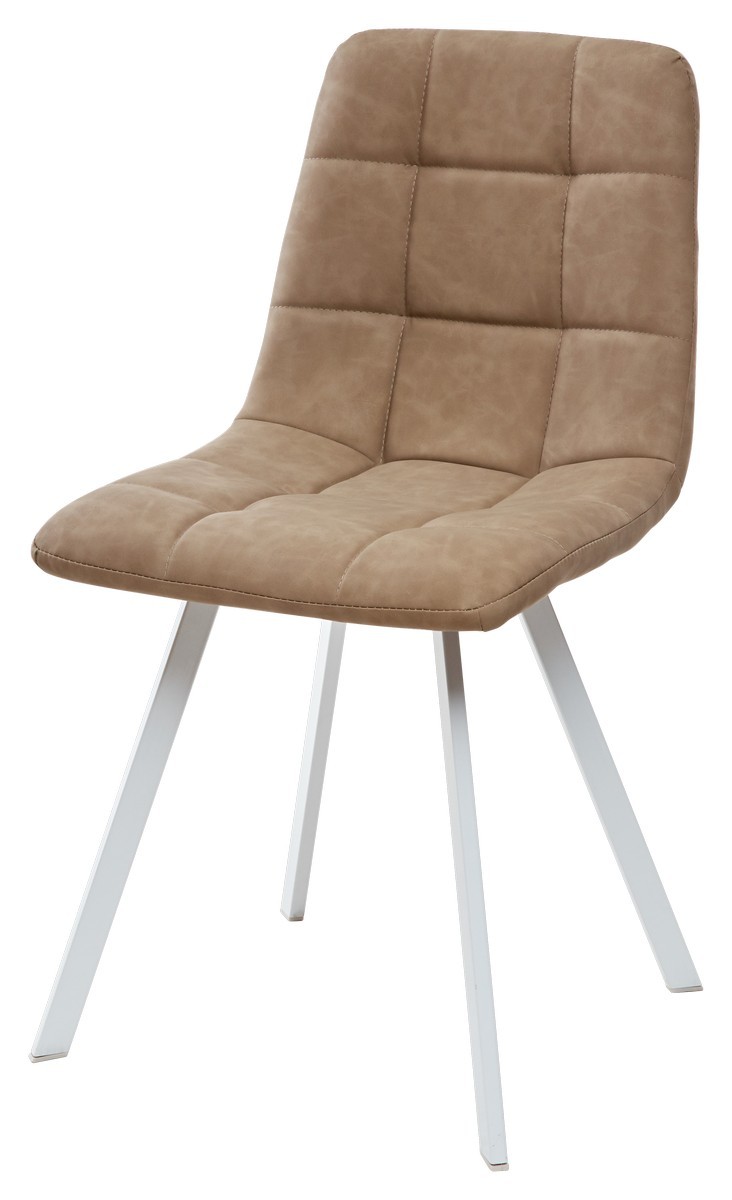 Стул CHILLI SQUARE RU-18 темно-бежевый винтаж, PU/ белый каркас
