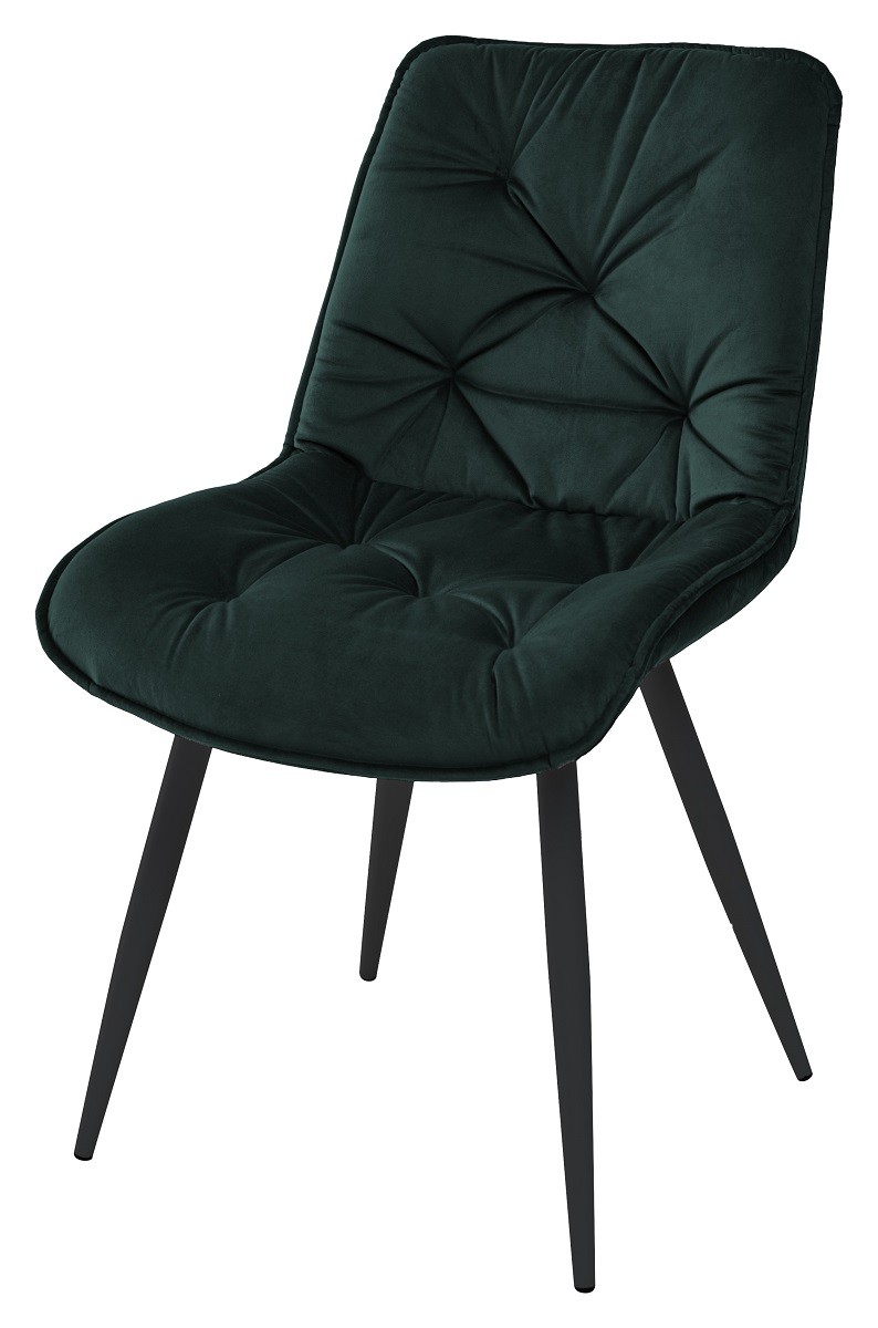Стул MONACO UF910-14 DARK GREEN, велюр/черный каркас