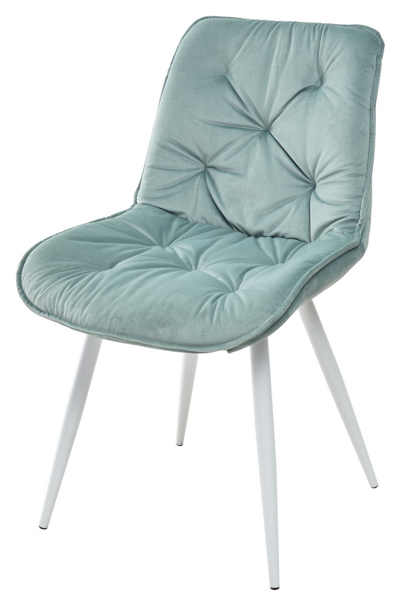 Стул MONACO UF910-15 LIGHT GREEN, велюр/белый каркас