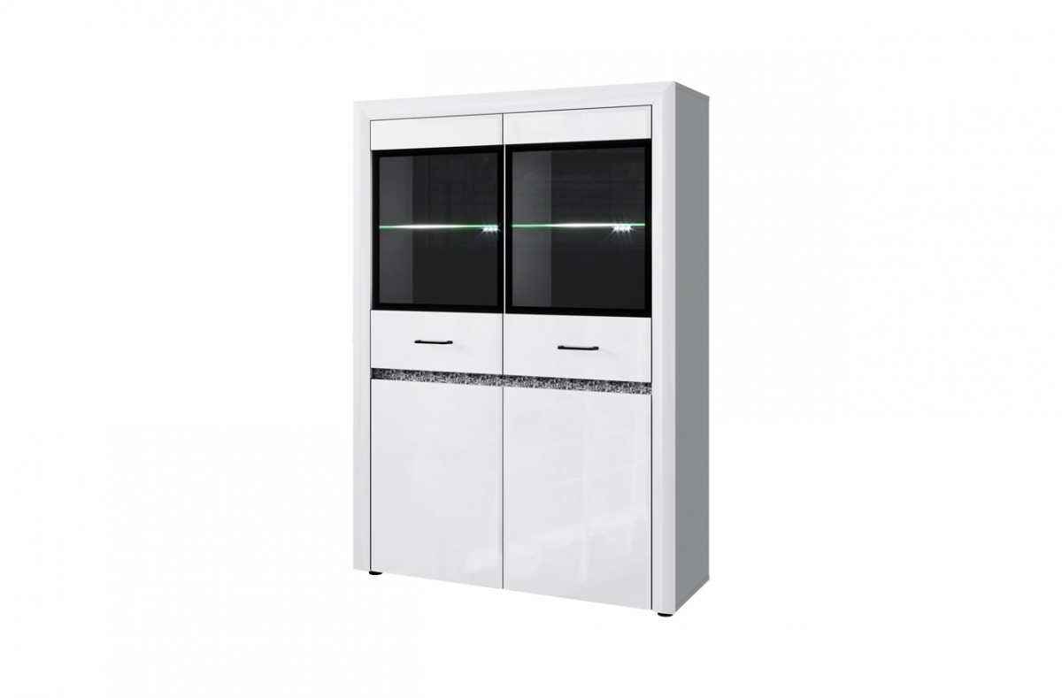  ШКАФ С ВИТРИНОЙ 2V2D WHITEBLACK